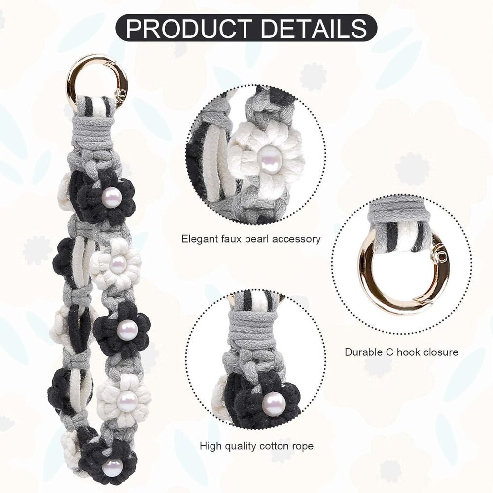 Boho Macrame Keychain Wristlet Keychain Weave Exq… - image 2